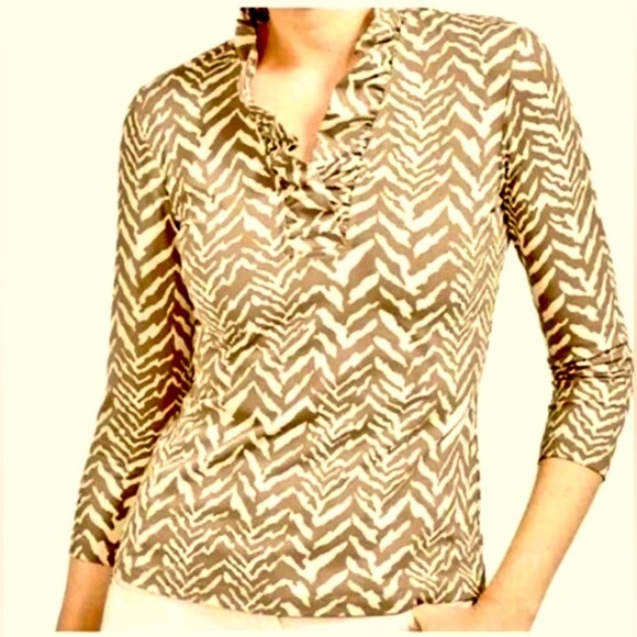 J.McLaughlin Catalina Cloth Ruffle Top (Animal Print) - Size M - Picture 2 of 6